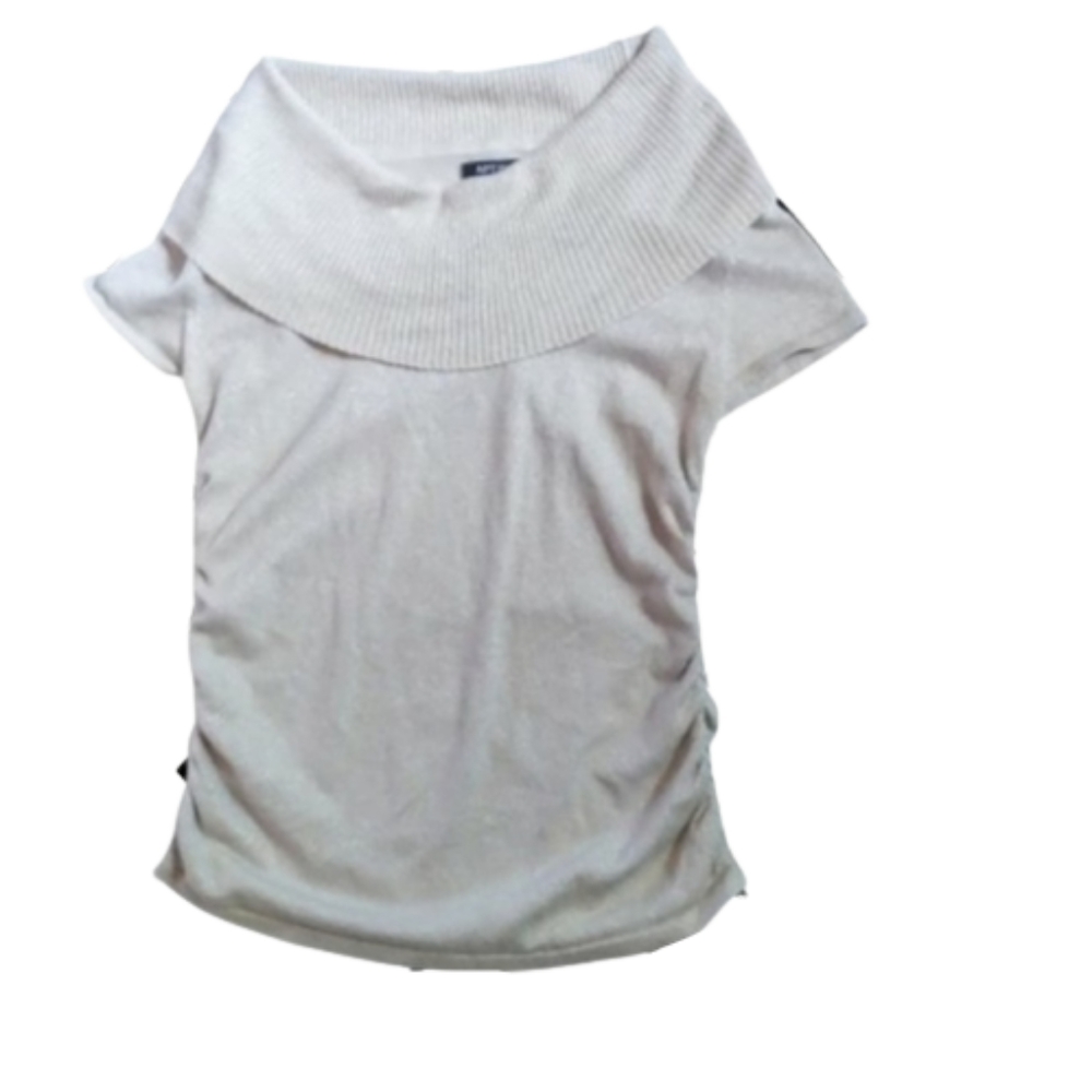 APT. 9 Metallic Cowl Neck Short Sleeve Ruched Sweater - Picture 12 of 14